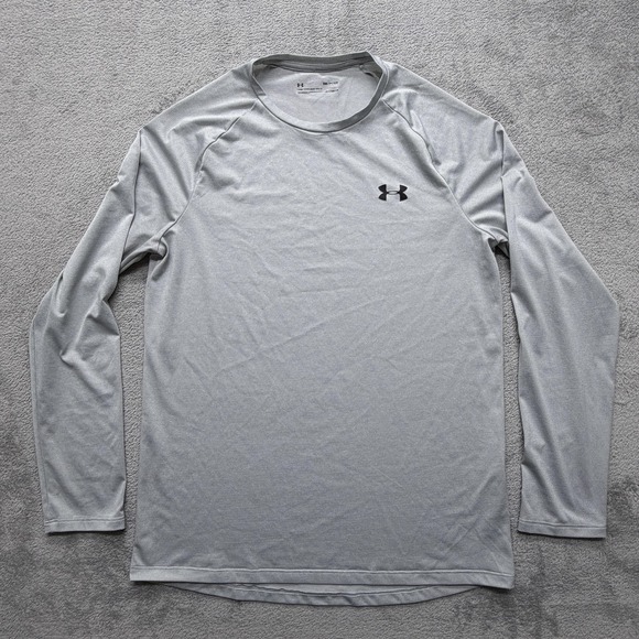Under Armour Shirt Mens Small Gray HeatGear Loose Long Sleeve Athletic Crewneck - Picture 1 of 6